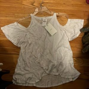 ALC white linen cold shoulder top